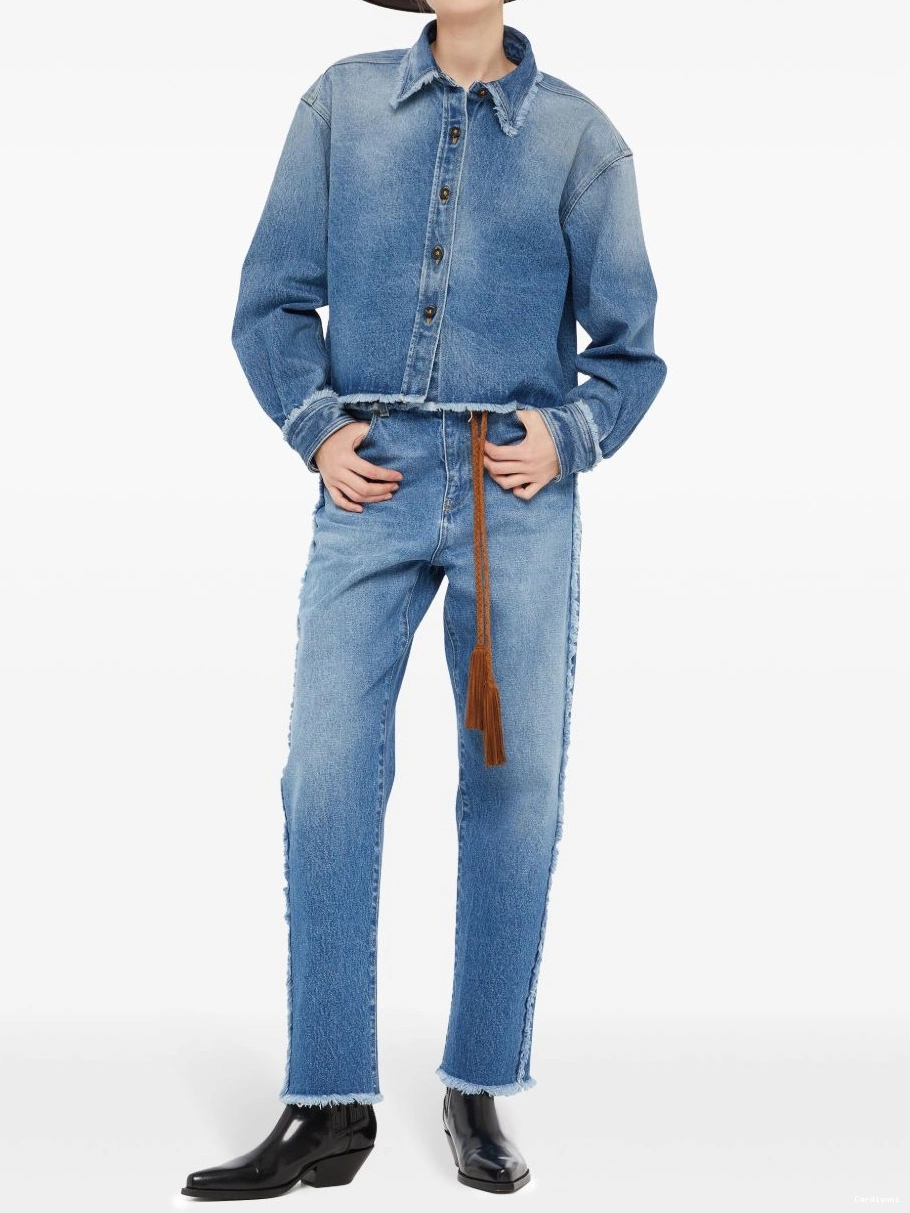 Affordable Alanui jacket Women cropped frayed denim 0805